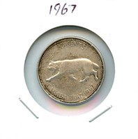 1967 Canadian Silver 25 Cent Coin