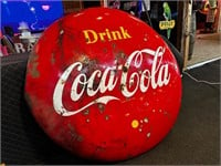 4ft Round Authentic Vintage Metal Coca-Cola Button