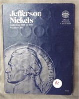 Partial Jefferson nickel album from 1938 - 1961.