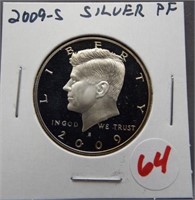 2009-S Silver Proof Kennedy half dollar.