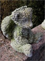 Concrete bear with wings, cross & halo, 11" tall