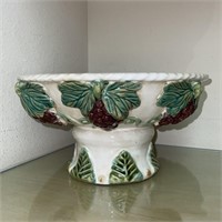 Raised Grape Motif Pedestal Bowl