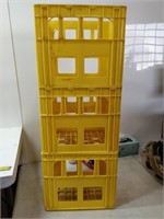 three yellow crates