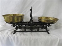 ANTIQUE CAST IRON SCALES WITH BRASS TRAYS