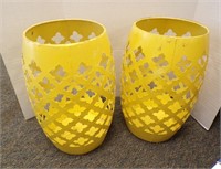 (2) YELLOW METAL PLANT HOLDERS, 24" TALL