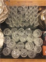 Two trays of assorted glass stemware