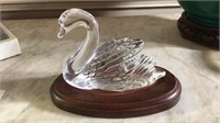 Signed Waterford crystal glass swan figure, 1996