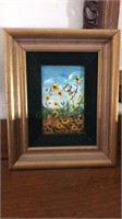 Oil on board painting of sunflowers, 9 x 11