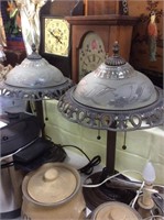Pair of glass shade lamps