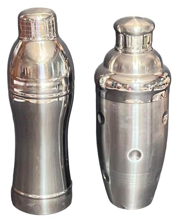 Two Vintage Stainless Cocktail Shakers