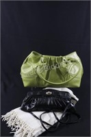 Ladies Green Hand Bag, Black Shoulder Bag, Scarf