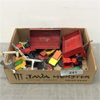 Box of assorted farm toys & trucks