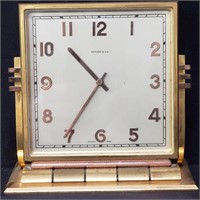 Vintage brass art deco Tiffany & Co table clock
