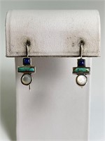 Sterling Turquoise/Lapis/MOP Earrings 4 Grams