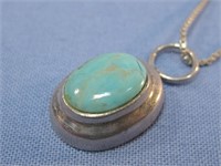 Sterling Silver Necklace W/Turquoise Pendant