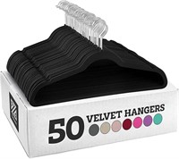 Zober Premium Velvet Hangers - 50 Pack - Black
