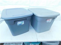 Two sterilite 18 gallon storage containers.