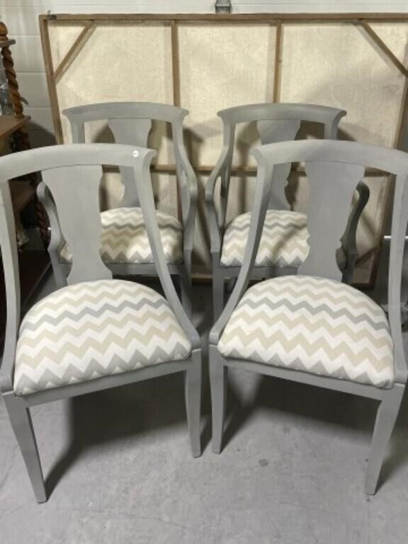 4 Painted Dining Chairs With Upholstered Seats