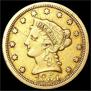 1854-O $2.50 Gold Quarter Eagle LIGHTLY