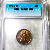 1930-D Lincoln Wheat Penny ICG - MS 61 RB