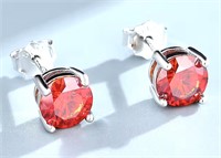 925S 2.0ct Red Moissanite Diamond Earrings