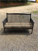 Outdoor Wood Bench with Seat Cushion