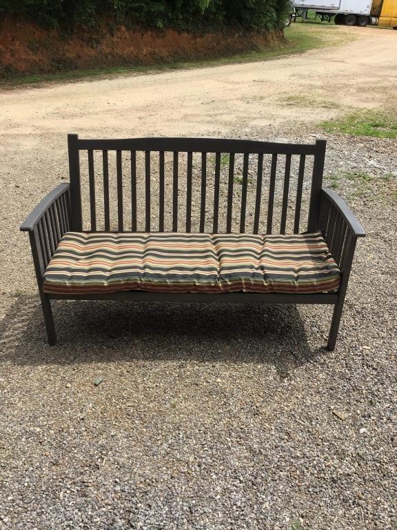 Outdoor Wood Bench with Seat Cushion