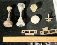miscellaneous old glass doorknob & parts