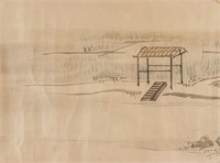 Chinese Watercolour on Paper Pavilion