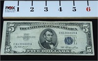 1953 Silver Certificate $5.00 Note (Normal Size)