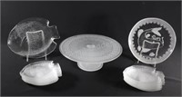 Frosted Cake Platter, Fish Serving & Plate Set