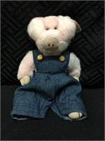 TY Beanie Baby Pig in Overalls