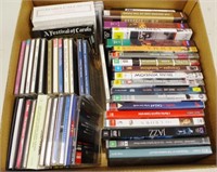 Box of various classic CD's and videos