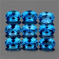 Natural Swiss Blue Topaz 9 Pcs  - Flawless