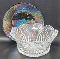 Stunning Large Crystal Bowl Sawtooth Rim &