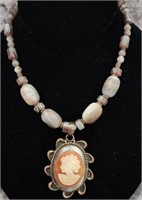 Cameo with Stone Necklace