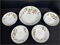 Five piece berry bowl set hand painted China