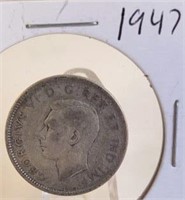 1947 Georgivs VI Canadian Silver Quarter