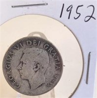 1952 Georgivs VI Canadian Silver Quarter