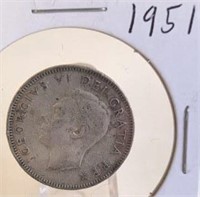 1951 Georgivs VI Canadian Silver Quarter