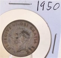 1950 Georgivs VI Canadian Silver Quarter