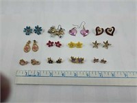 12 pairs of flowers, heart & ribbon earrings