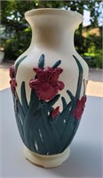 Hand painted vase. 11ins. Signed and dated.