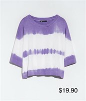 Sz S Oversized Zara Purple Crop Tshirt