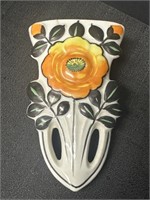 Ceramic floral wall pocket vase, Made in Japan