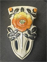 Ceramic floral wall pocket vase, made in Japan