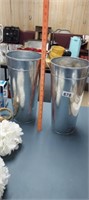 (2) 14" TALL GALVANIZED PAILS 1 WITH DECOR BALLS