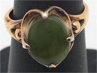 Sterling Gold Tone Ring W Green Stone
