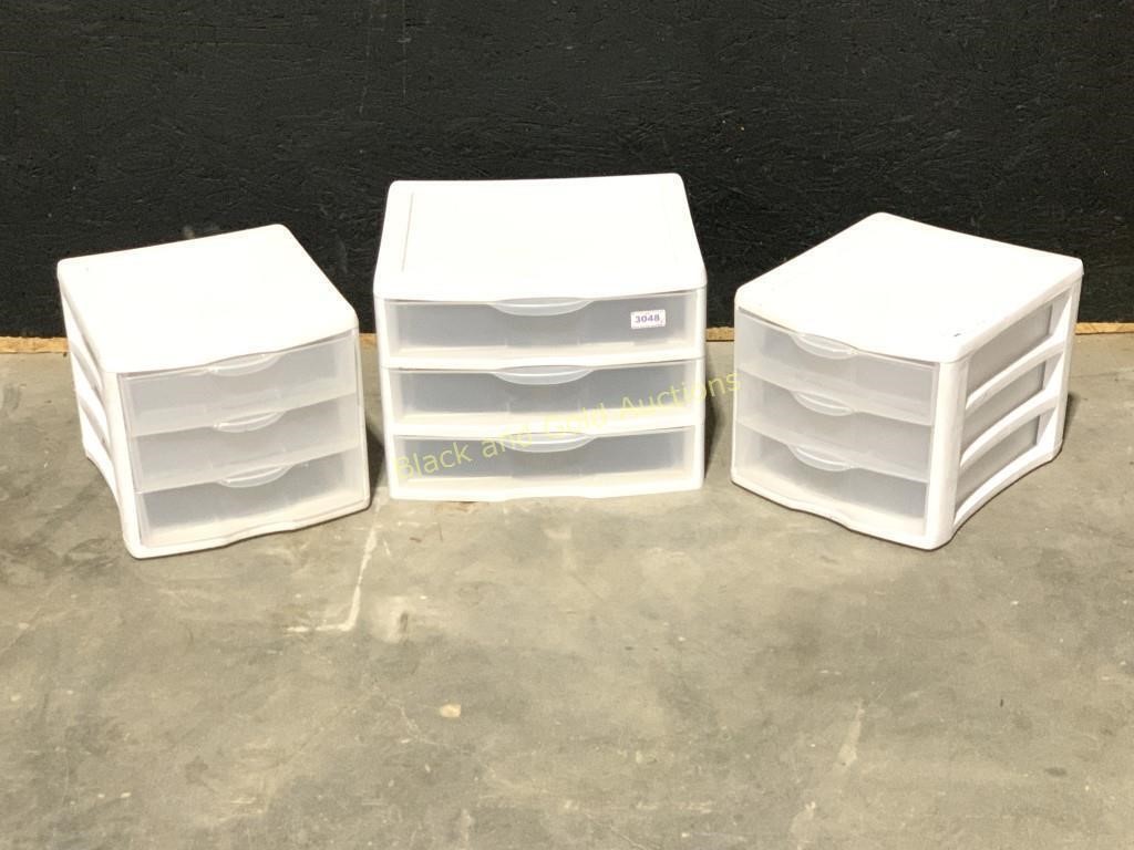 3 Sterilite Paper Organizers; Each w/ 3 Drawers
