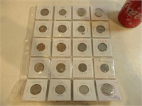 20 pièces de 5 cents 1923 à 1958